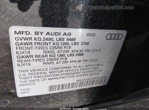 WA1EAAFY0P2123683 2023 AUDI Q5 Черный Вид подкапотного пространства