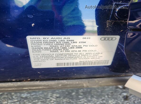 WA1EAAFY0R2002624 2024 AUDI Q5 Blue 