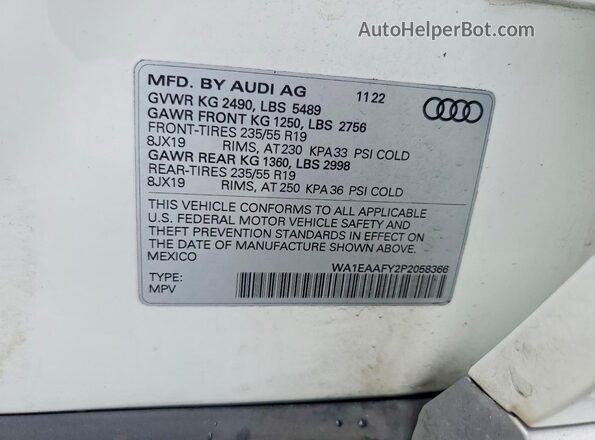 WA1EAAFY2P2058366 2023 AUDI Q5 Белый 