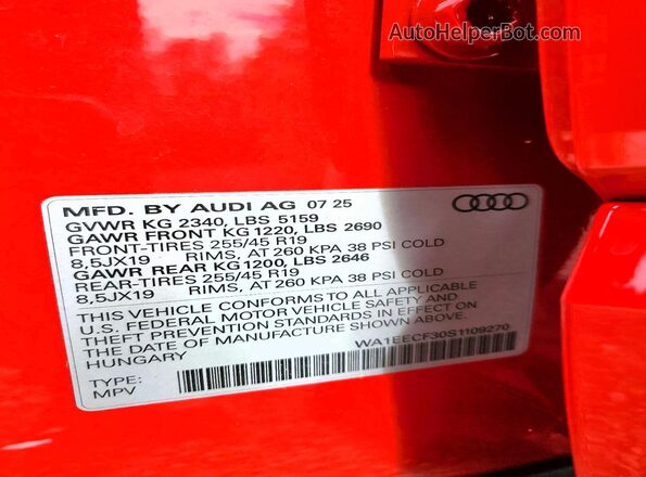 WA1EECF30S1109270 2025 AUDI Q3 Red 