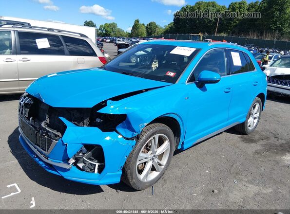 WA1EECF31K1072584 2019 AUDI Q3 Blue წინა მარცხენა ხედი სამი მეოთხედიდან