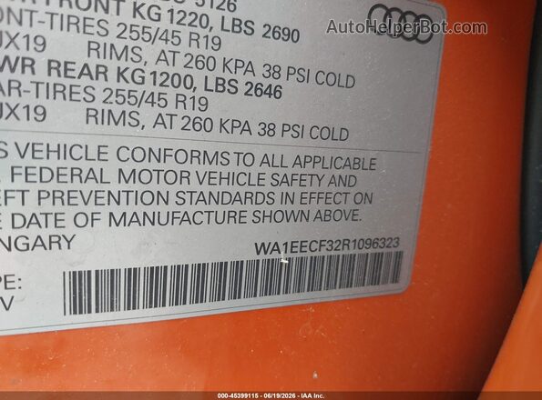 WA1EECF32R1096323 2024 AUDI Q3 Orange Engine compartment view