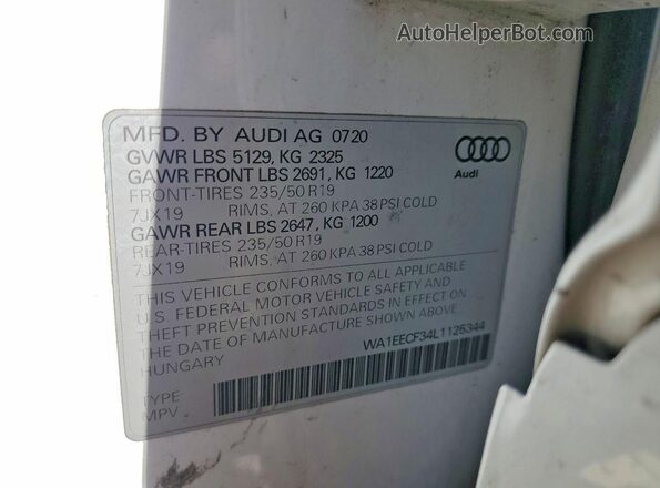 WA1EECF34L1125344 2020 AUDI Q3 White 