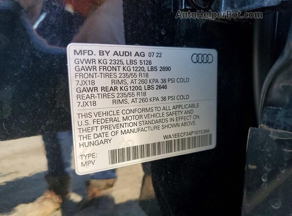 WA1EECF34P1015366 2023 AUDI Q3 Black 