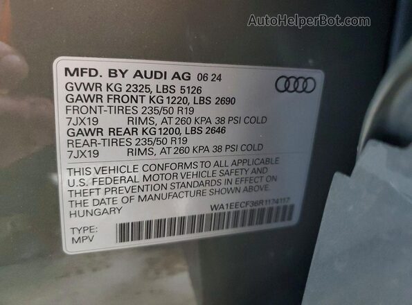 WA1EECF36R1174117 2024 AUDI Q3 Charcoal სალონის 360-გრადუსიანი ხედი