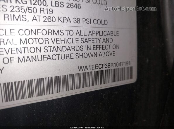 WA1EECF38R1047191 2024 AUDI Q3 Black Vista del compartimento del motor
