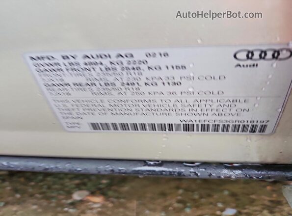 WA1EFCFS3GR018197 2016 AUDI Q3 Silver 