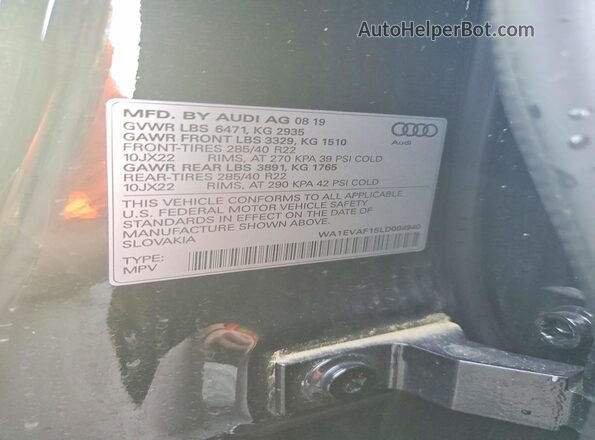 WA1EVAF15LD004940 2020 AUDI Q8 Черный Вид подкапотного пространства