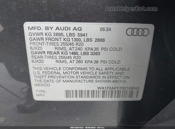 WA1F2AFY7R2108943 2024 AUDI Q5 Gray Շարժիչի բաժամունքի տեսք