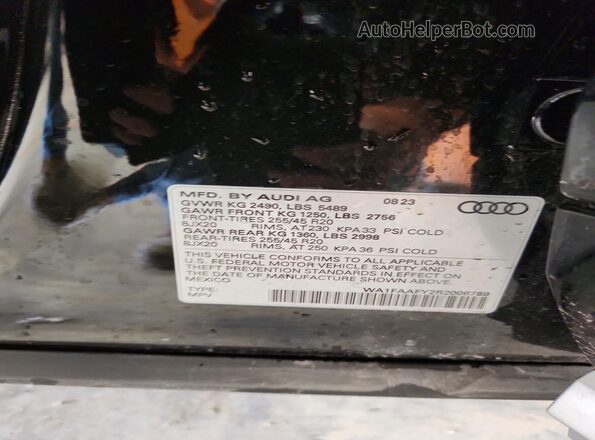 WA1FAAFY2R2006789 2024 AUDI Q5 Черный Вид наклейки с VIN-кодом