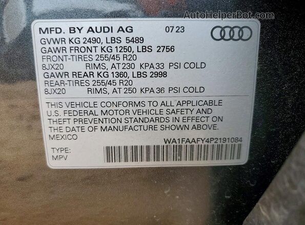 WA1FAAFY4P2191084 2023 AUDI Q5 Серый 