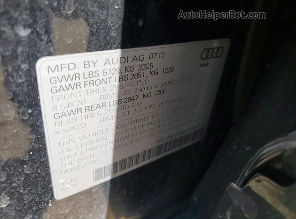 WA1FECF3XK1085371 2019 AUDI Q3 Black Vista de la etiqueta del VIN
