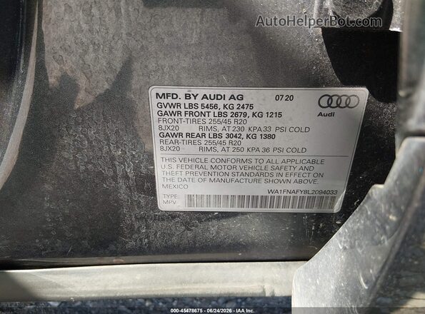 WA1FNAFY8L2094033 2020 AUDI Q5 Gray Շարժիչի բաժամունքի տեսք