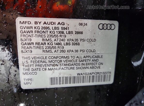 WA1G2AFY2R2132278 2024 AUDI Q5 Black ძრავის განყოფილების ხედი