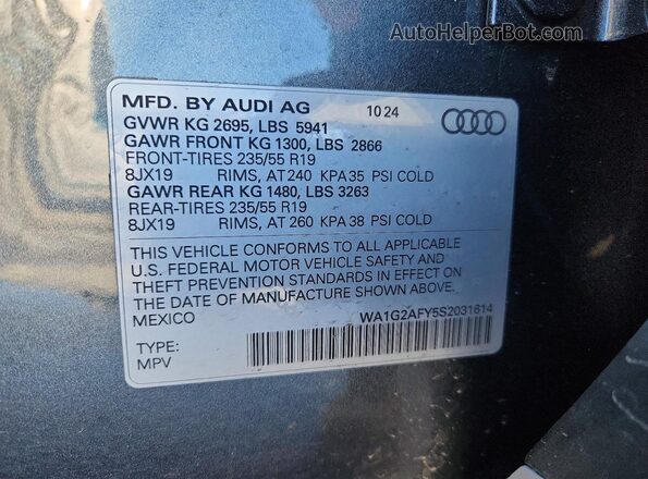 WA1G2AFY5S2031614 2025 AUDI Q5 Серый 