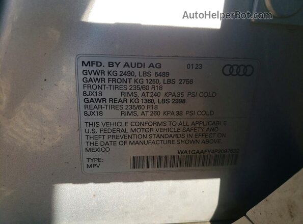 WA1GAAFY4P2097632 2023 AUDI Q5 Silver 