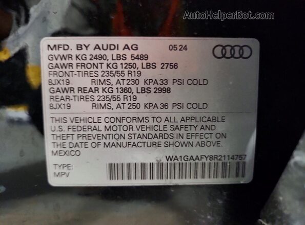 WA1GAAFY8R2114757 2024 AUDI Q5 Black 