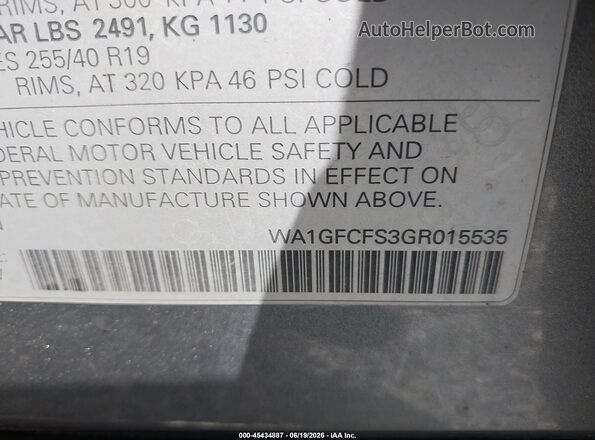 WA1GFCFS3GR015535 2016 AUDI Q3 Silver Widok komory silnika