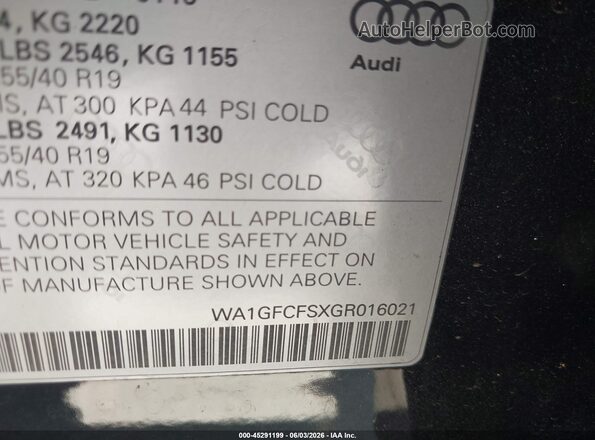 WA1GFCFSXGR016021 2016 AUDI Q3 Black 