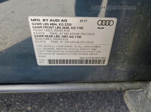 WA1JCCFS3JR011653 2018 AUDI Q3 Blue 