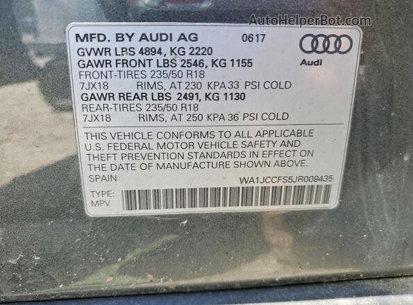 WA1JCCFS5JR009435 2018 AUDI Q3 Gray 