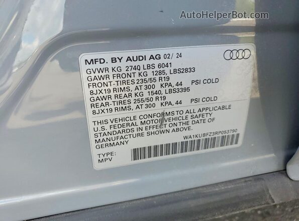 WA1KUBFZ3RP053790 2024 AUDI Q4 Gray Սալոնի 360 աստիճան տեսք
