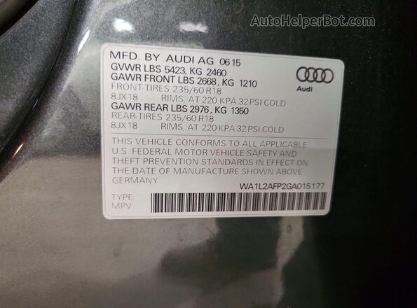WA1L2AFP2GA015177 2016 AUDI Q5 Gray 