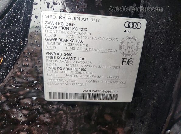 WA1L2AFP4HA096149 2017 AUDI Q5 Black 