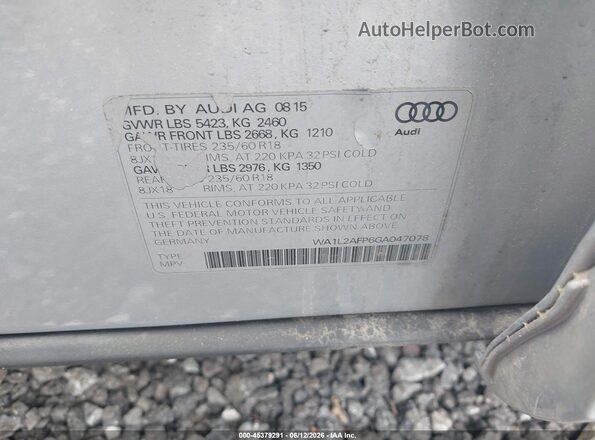 WA1L2AFP6GA047078 2016 AUDI Q5 Серебряный 