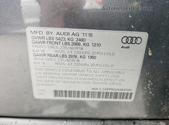 WA1L2AFP6GA084390 2016 AUDI Q5 Gray 360 interior view