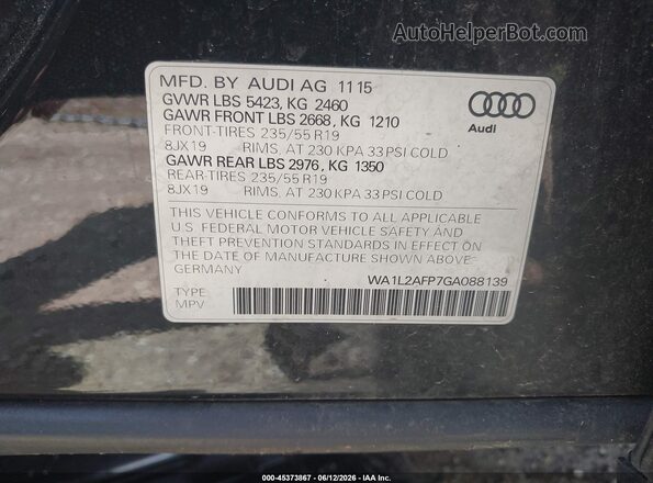 WA1L2AFP7GA088139 2016 AUDI Q5 Black Вид підкапотного простору