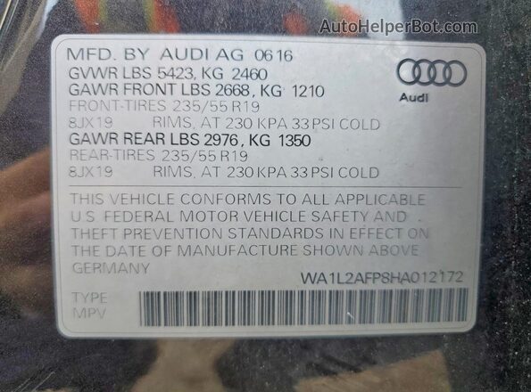 WA1L2AFP8HA012172 2017 AUDI Q5 Black Սալոնի 360 աստիճան տեսք