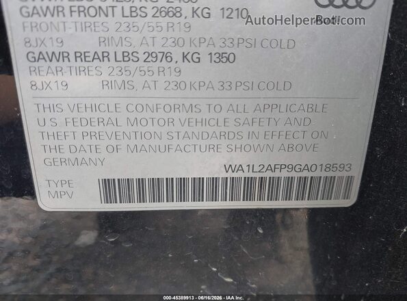 WA1L2AFP9GA018593 2016 AUDI Q5 Dark Blue Вид підкапотного простору