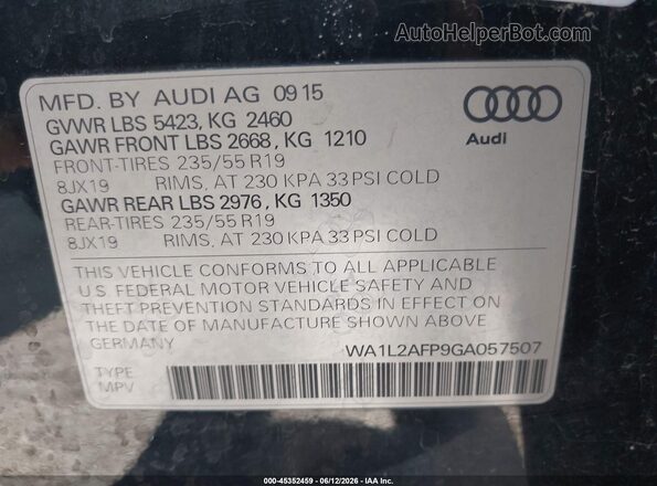 WA1L2AFP9GA057507 2016 AUDI Q5 Черный Вид подкапотного пространства