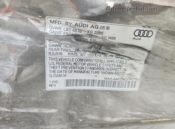WA1LAAF70HD019277 2017 AUDI Q7 Gray VIN sticker view