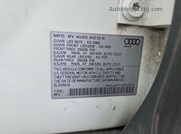 WA1LAAF71HD012970 2017 AUDI Q7 White 