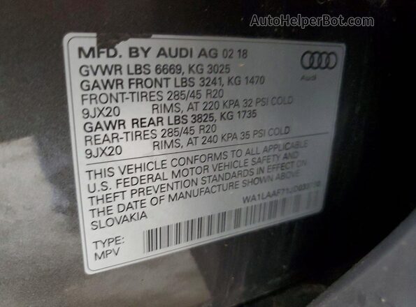 WA1LAAF71JD033730 2018 AUDI Q7 Gray 