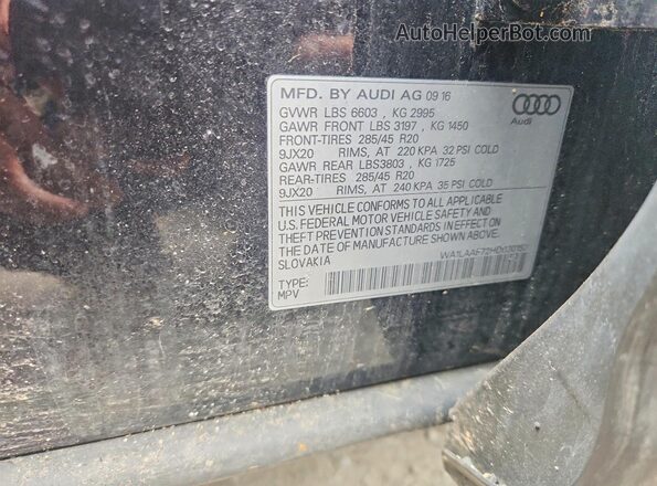 WA1LAAF72HD030152 2017 AUDI Q7 Black Widok naklejki z numerem VIN