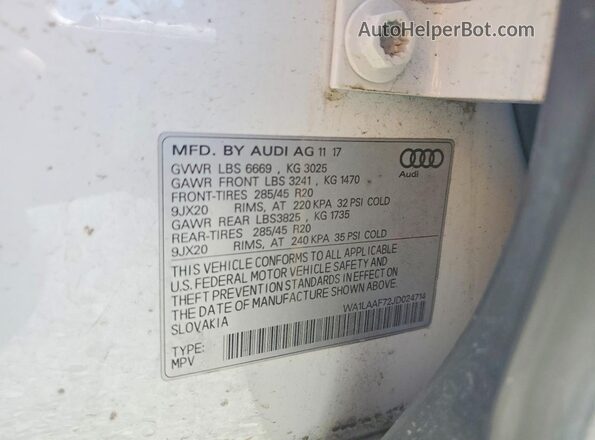 WA1LAAF72JD024714 2018 AUDI Q7 White 