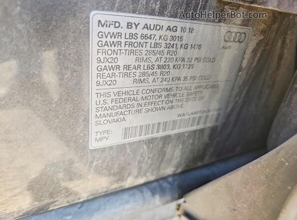 WA1LAAF73KD013013 2019 AUDI Q7 Charcoal ძრავის განყოფილების ხედი