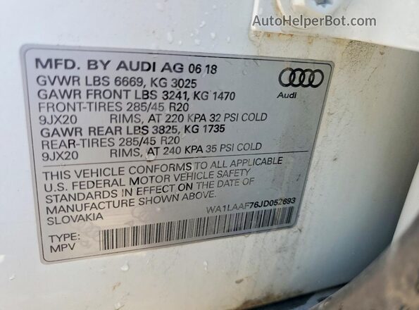 WA1LAAF76JD052693 2018 AUDI Q7 Белый 