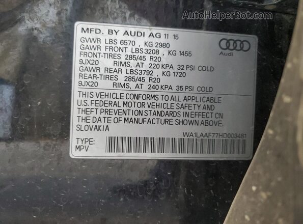 WA1LAAF77HD003481 2017 AUDI Q7 Black 360 interior view