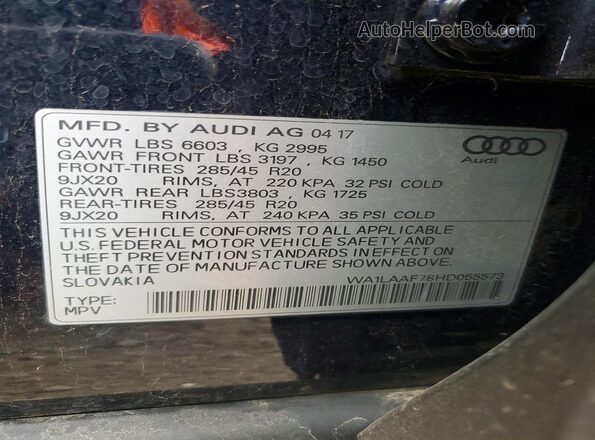 WA1LAAF78HD055573 2017 AUDI Q7 Синий 
