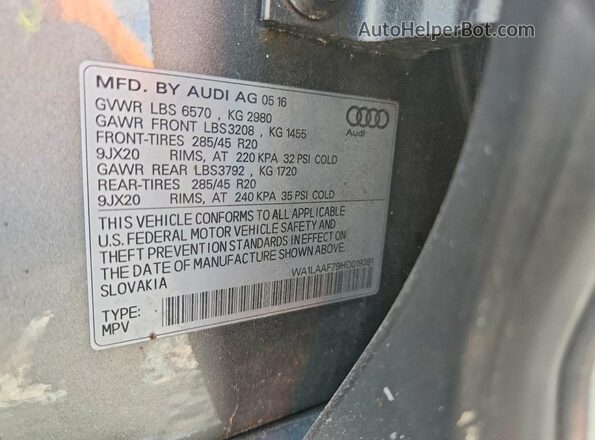 WA1LAAF79HD019391 2017 AUDI Q7 Gray 