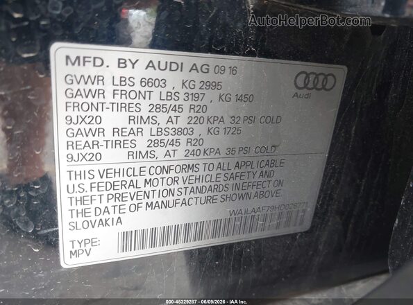 WA1LAAF79HD028771 2017 AUDI Q7 Dark Blue Շարժիչի բաժամունքի տեսք