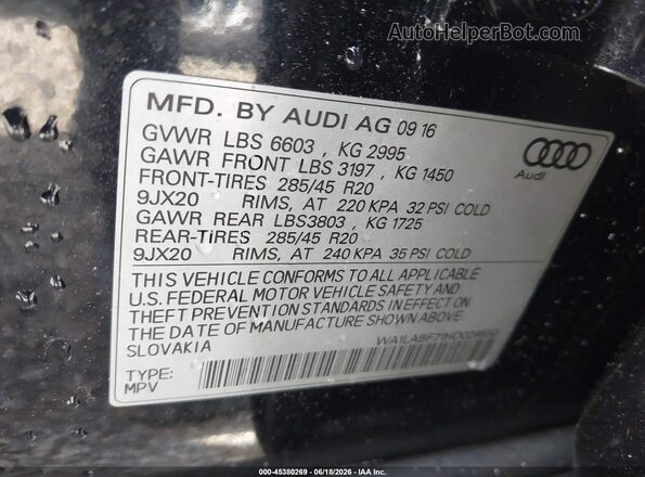 WA1LABF71HD029550 2017 AUDI Q7 Black Вид підкапотного простору