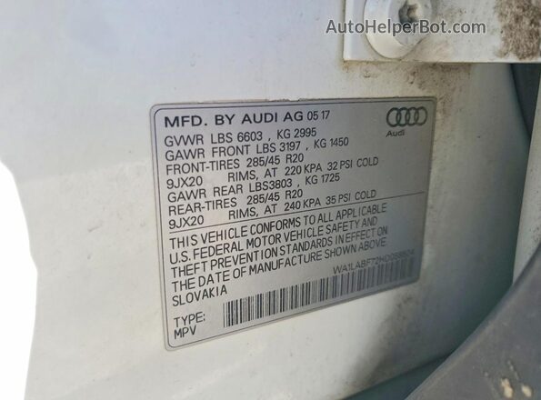 WA1LABF72HD058524 2017 AUDI Q7 White Engine compartment view