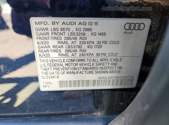 WA1LABF78HD007724 2017 AUDI Q7 Black Панорамний вид салону 360°