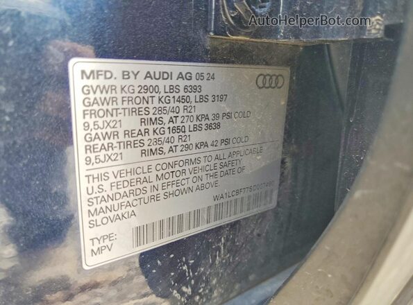 WA1LCBF77SD007490 2025 AUDI Q7 Blue VIN կոդի պիտակի տեսք