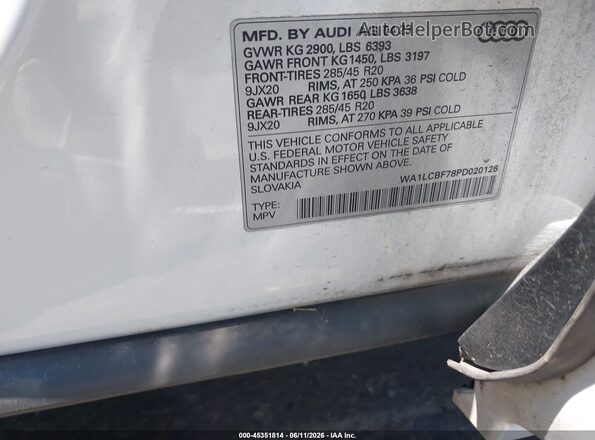 WA1LCBF78PD020126 2023 AUDI Q7 Белый Вид подкапотного пространства